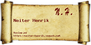 Neiter Henrik névjegykártya